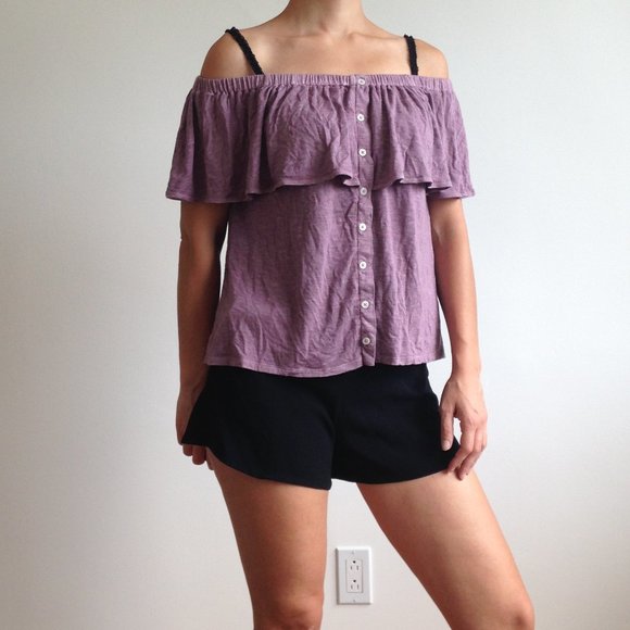 American Eagle - Purple Off The Shoulder Top - Picture 3 of 14